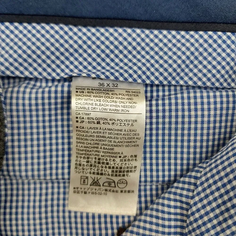 Banana Republic Mens Dress Pants 36x32 Gray Non-Iron Tailored Slim Fit Chino